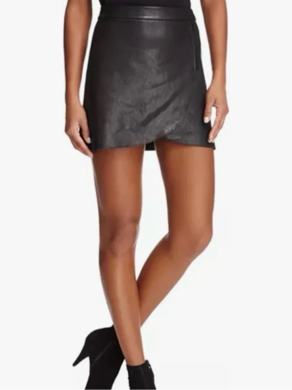 Alice + Olivia Lennon Black Leather Mini Skirt